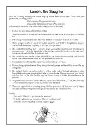 English Worksheet: Lamb to the Slaughter Storylines