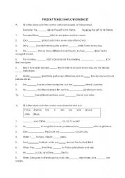 English worksheet: Present Tense Simple Worksheet