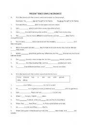 English Worksheet: Present Tense Simple Worksheet