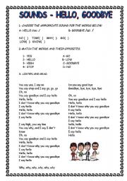 English Worksheet: Hello, goodbye-sounds