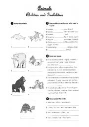 English Worksheet: Abilities