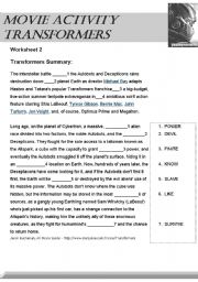 English Worksheet: Transformers the movie