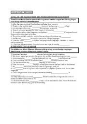 English worksheet: vocabulary sheet for revision