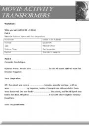 English Worksheet: Transformers the movie