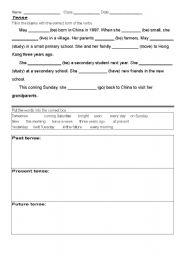 English Worksheet: tense revision