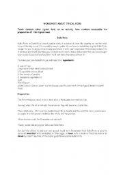 English worksheet: Our typical meal 