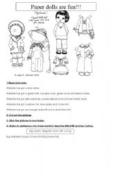 English Worksheet:  Paper Dolls