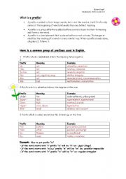 English Worksheet: Prefix for low level