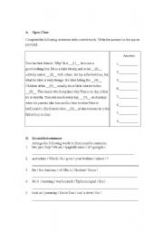 English worksheet: Words and sentences