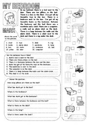 English Worksheet: MY BEDROOM