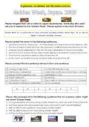 English Worksheet: Golden Week in Japan (upper beginner to advanced)