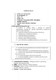 English Worksheet: Lesson plan