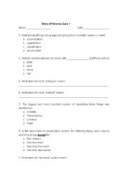 English Worksheet: science quiz