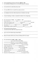 English worksheet: adjective + preposition