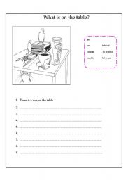 English worksheet: What is on the table?