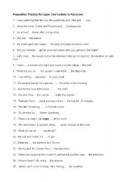 English worksheet: Preposition worksheet/test