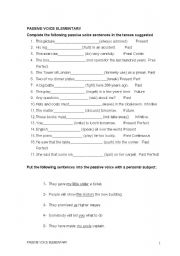 English worksheet: Passive voice elementary