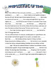 English Worksheet: Prepositions of time