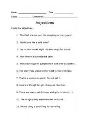 English worksheet: Adjectives worksheet