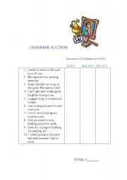 English worksheet: Grammar auction