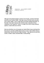 English Worksheet: Reading about money