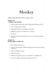 English worksheet: Monkey: Journey to the West Chapters 5 and 6