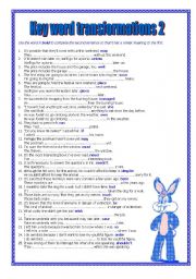 English Worksheet: KEY WORD TRANSFORMATIONS 2