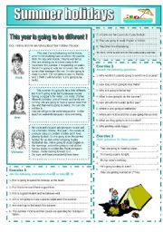 English Worksheet: Summer holidays : READING AND GRAMMAR Series N 8