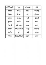 English Worksheet: Adjectives opposites domino