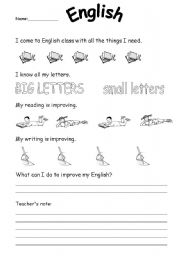 English Worksheet: self evaluation/assesment page