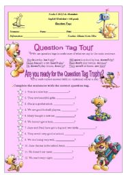 English Worksheet: Question Tag Trophy