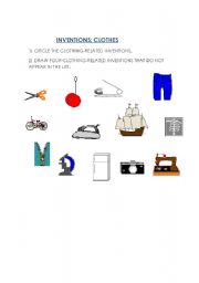 English worksheet: clothes inventions