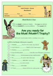 English Worksheet: Must/ Mustnt Trophy