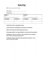 English Worksheet: shoping game