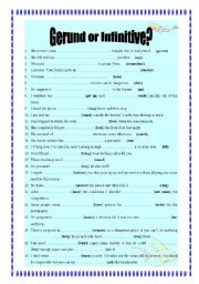 English Worksheet: Gerund or infinitive