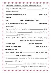 English Worksheet: present and past tenses