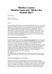 English Worksheet: WEATHER LESSON