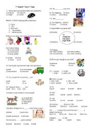 English Worksheet: 7th grade exam paper