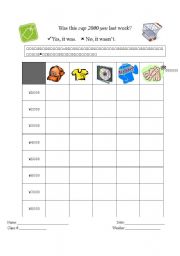 English Worksheet: Was this cap 2000 yen last week?