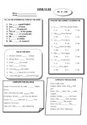 English Worksheet: verb to be 