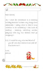 English Worksheet: A Letter to Santa