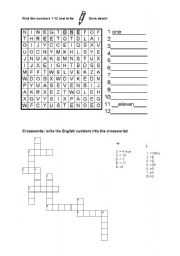 English Worksheet: Crosswords Numbers 1-12