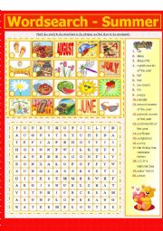 WORDSEARCH - SUMMER (4 - 8)