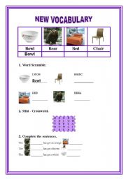 English Worksheet: Basic Vocabulary to work on spelling.