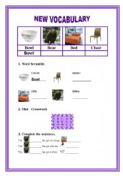 English worksheet: Basic Vocabulary to work on spelling.