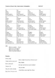 English Worksheet: Numbers, Phone Calls, Conversation, Nationalities			BINGO!