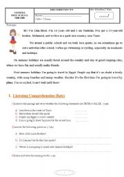 English Worksheet: 9th form exam: listening comprehension