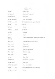 English Worksheet: questions words