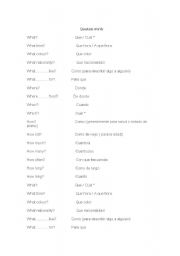 English worksheet: questions words