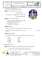 English Worksheet: listening comprehension test for 7th form